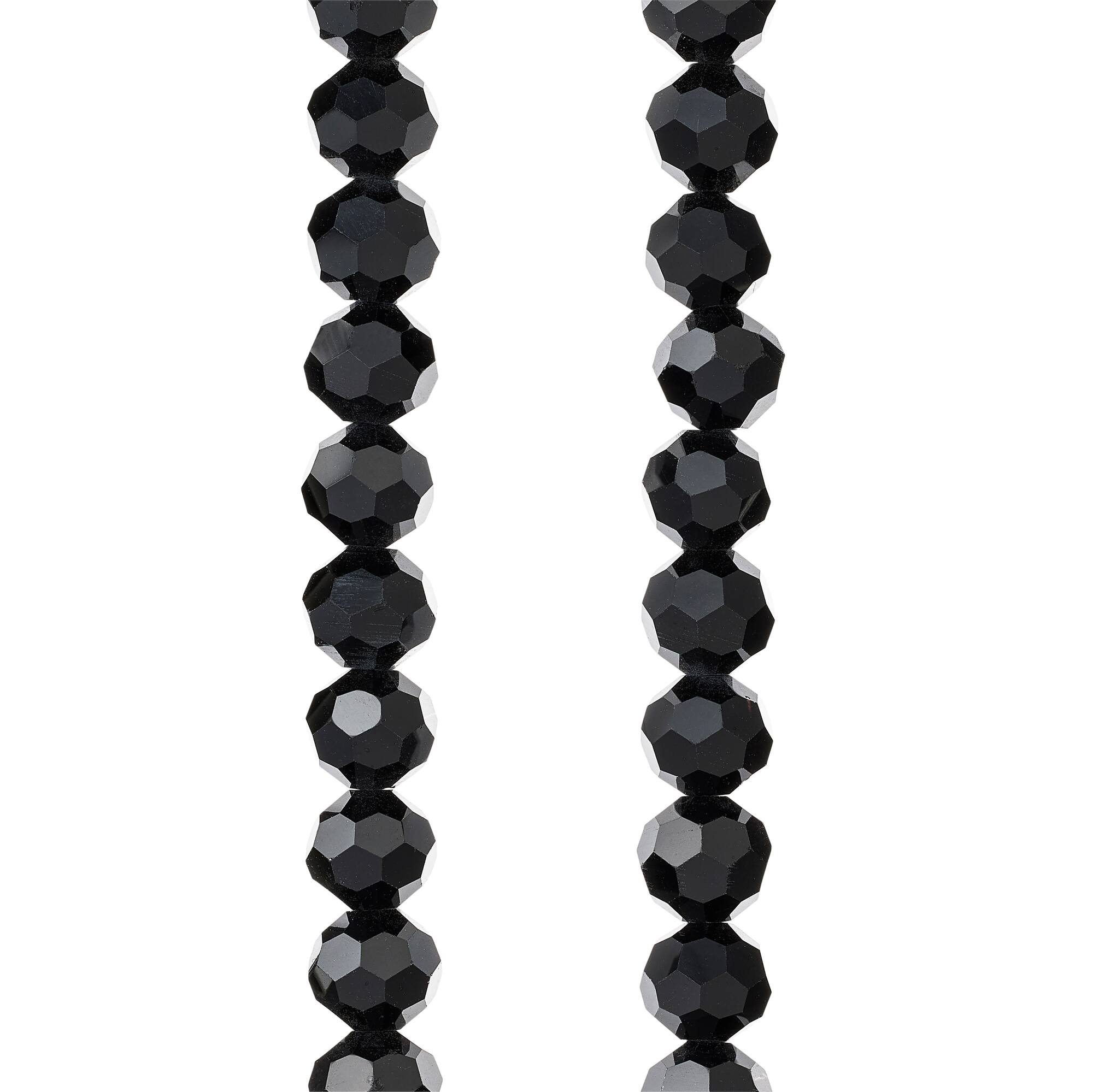 Black Faceted Glass Round Beads, 8mm by Bead Landing™